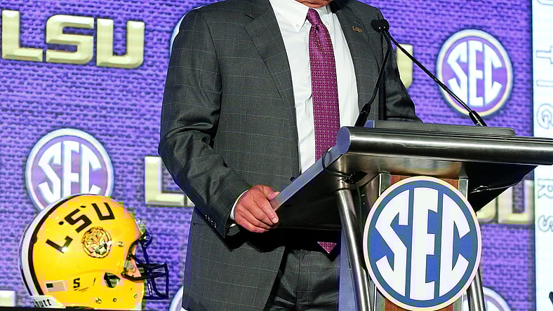LSU Head Coach Ed Orgeron speaks to the media during SEC Media Days at the Hyatt Regency in Hoover, Ala., Monday, July 19, 2021. [Staff Photo/Gary Cosby Jr.]

Sec Media Days Ed Orgeron