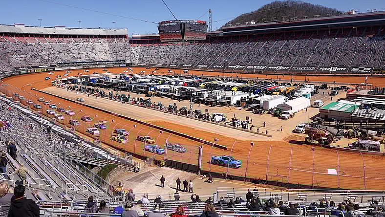 Mar 29, 2021; Bristol, TN, USA; General view during the NASCAR Gander RV and Outdoors Truck Series race at Bristol Motor Speedway. Mandatory Credit: Randy Sartin-USA TODAY Sports