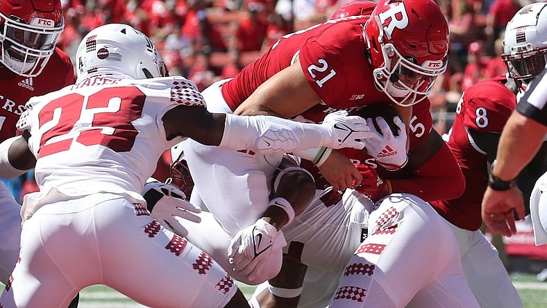 Johnny Langan of Rutgers scores one his first half TD's as Temple played Rutgers in the season opener at SHI Stadium in Piscataway, NJ on September 4, 2021.
Temple Played Rutgers In The Season Opener At Shi Stadium In Piscataway Nj On September 4 2021