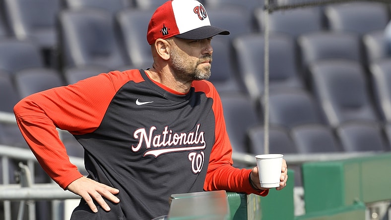 Sep 12, 2021; Pittsburgh, Pennsylvania, USA;  Washington Nationals hitting coach Kevin Long (54) looks on before the game against the Pittsburgh Pirates at PNC Park. Mandatory Credit: Charles LeClaire-USA TODAY Sports