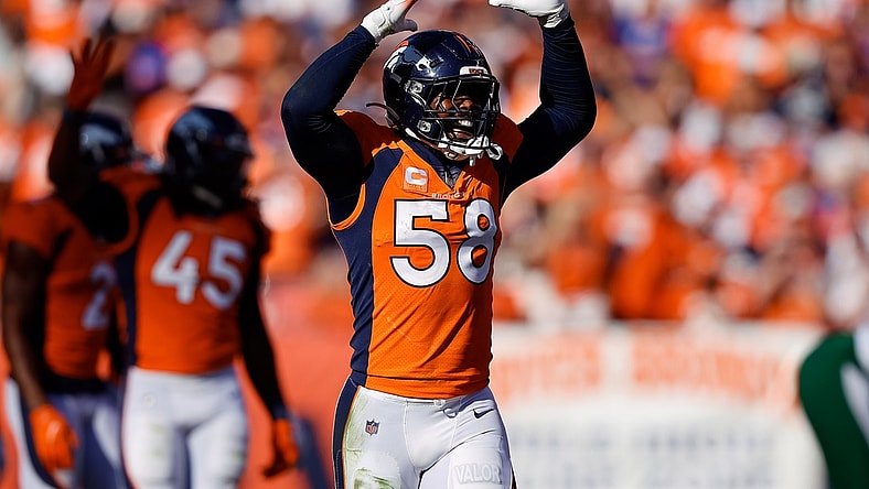 Sep 26, 2021; Denver, Colorado, USA; Denver Broncos outside linebacker Von Miller (58) in the fourth quarter against the New York Jets at Empower Field at Mile High. Mandatory Credit: Isaiah J. Downing-USA TODAY Sports