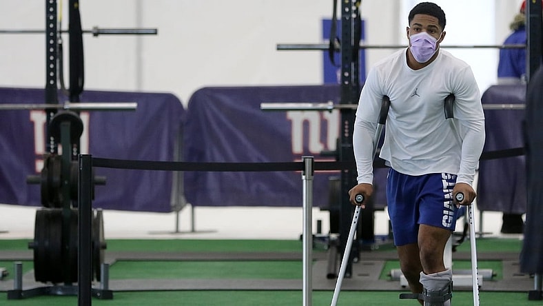 Sterling Shepard enters Quest Diagnostics Training Center, in East Rutherford, before the Giants introduced Brian Daboll (not shown) as the new head coach. Monday, January 31, 2022