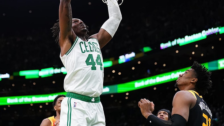 Mar 23, 2022; Boston, Massachusetts, USA; Boston Celtics center Robert Williams III (44) makes the basket against the Utah Jazz in the first quarter at TD Garden. Mandatory Credit: David Butler II-USA TODAY Sports