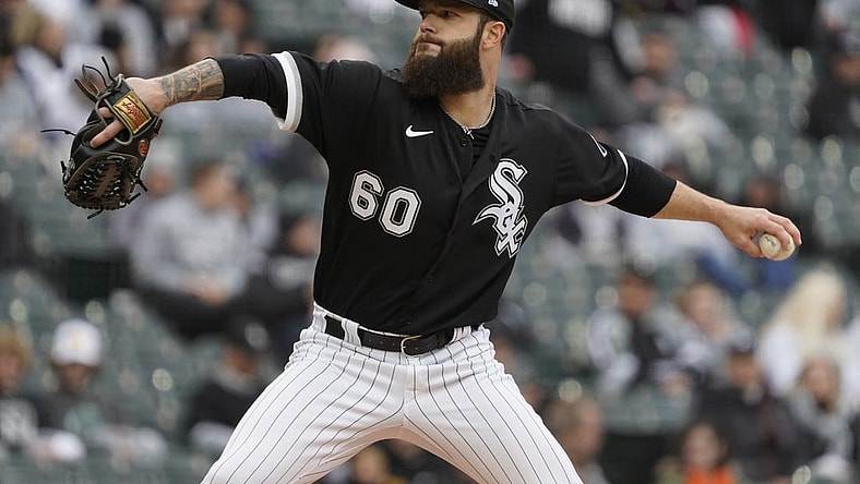 May 1, 2022; Chicago, Illinois, USA; Chicago White Sox starting pitcher Dallas Keuchel (60) pitches against the Los Angeles Angels during the first inning at Guaranteed Rate Field. Mandatory Credit: David Banks-USA TODAY Sports