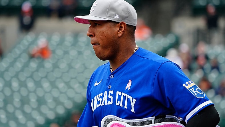 May 8, 2022; Baltimore, Maryland, USA; Kansas City Royals catcher Salvador Perez (13) prior to the game against the Baltimore Orioles at Oriole Park at Camden Yards. Mandatory Credit: Gregory Fisher-USA TODAY Sports