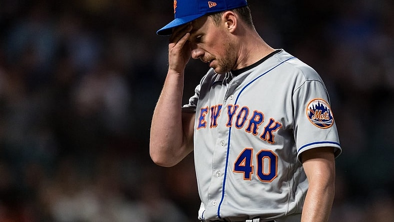 May 24, 2022; San Francisco, California, USA;  New York Mets starting pitcher Chris Bassitt (40) walks off the field after being replaced during the fifth inning of the game against the San Francisco Giants at Oracle Park. Mandatory Credit: John Hefti-USA TODAY Sports