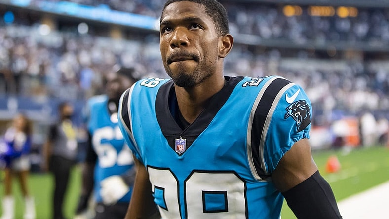 Oct 3, 2021; Arlington, Texas, USA; Carolina Panthers cornerback Rashaan Melvin (29) against the Dallas Cowboys at AT&T Stadium. Mandatory Credit: Mark J. Rebilas-USA TODAY Sports