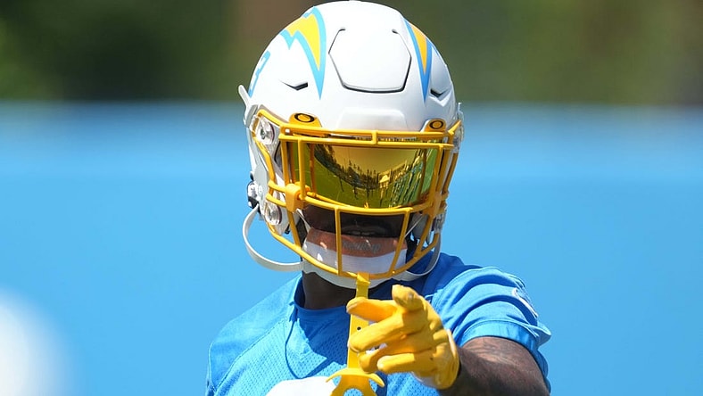 Jun 1, 2022; Costa Mesa, CA, USA; Los Angeles Chargers safety Derwin James Jr. (3) during organized team activities at Hoag Performance Center. Mandatory Credit: Kirby Lee-USA TODAY Sports