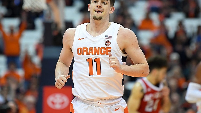 Feb 11, 2020; Syracuse, New York, USA; Syracuse Orange guard Joe Girard III (11) in action during the first half against the North Carolina State Wolfpack at the Carrier Dome. Mandatory Credit: Rich Barnes-USA TODAY Sports