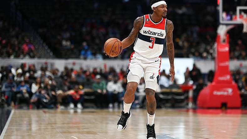 Nov 16, 2022; Washington, District of Columbia, USA;  Washington Wizards guard Bradley Beal (3) during the second half against the Oklahoma City Thunder at Capital One Arena. Mandatory Credit: Tommy Gilligan-USA TODAY Sports