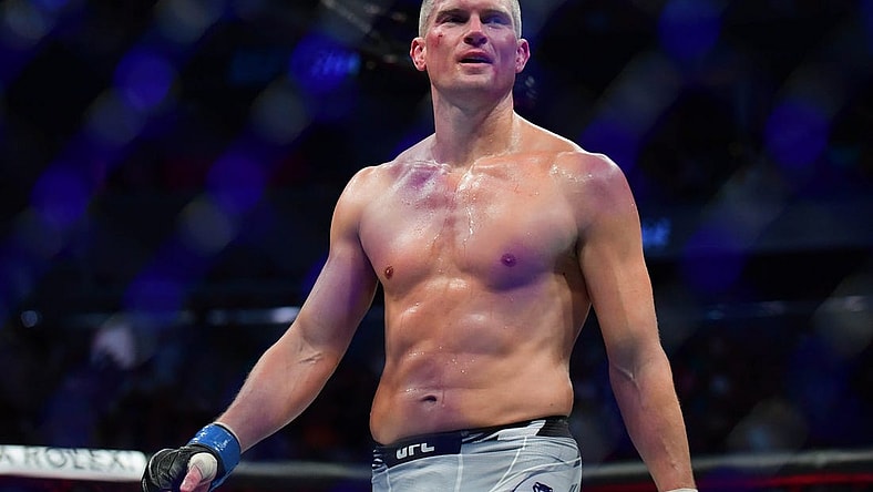 Jul 10, 2021; Las Vegas, Nevada, USA; Stephen Thompson reacts following his match against Gilbert Burns during UFC 264 at T-Mobile Arena. Mandatory Credit: Gary A. Vasquez-USA TODAY Sports