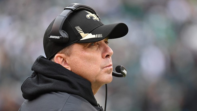 Nov 21, 2021; Philadelphia, Pennsylvania, USA; New Orleans Saints head coach Sean Payton on  the sidelines against the Philadelphia Eagles during the first quarter at Lincoln Financial Field. Mandatory Credit: Eric Hartline-USA TODAY Sports