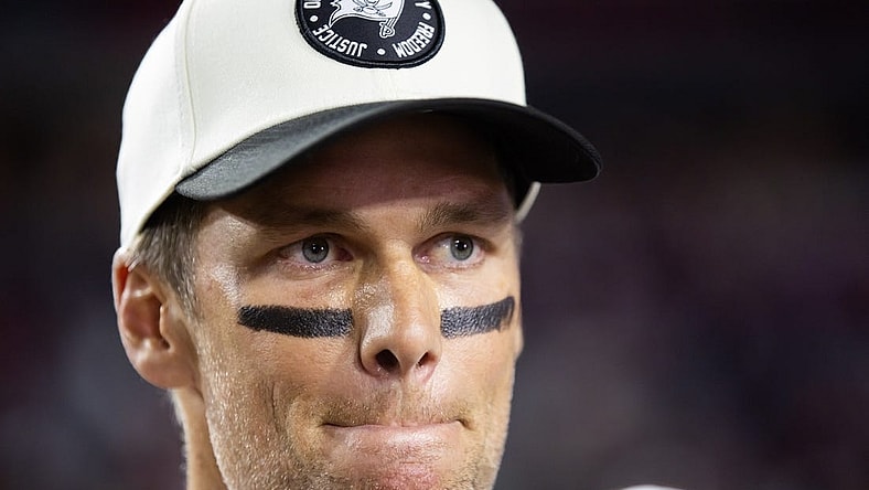 Dec 25, 2022; Glendale, Arizona, USA; Tampa Bay Buccaneers quarterback Tom Brady (12) against the Arizona Cardinals at State Farm Stadium. Mandatory Credit: Mark J. Rebilas-USA TODAY Sports