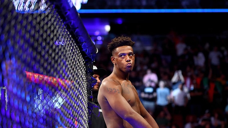 Jun 12, 2021; Glendale, Arizona, USA; Jamahal Hill during UFC 263 at Gila River Arena. Mandatory Credit: Mark J. Rebilas-USA TODAY Sports