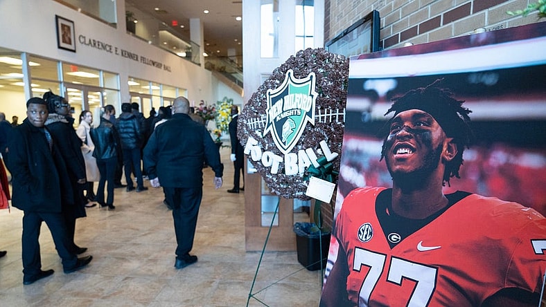 Memorial and funeral service for Devin Willock, 20 years old, at Community Baptist Church in Englewood, N.J. on Friday Jan. 27, 2023. Willock was a University of Georgia football player and Paramus Catholic football star. He died in a car crash in Georgia on January 15, 2023.

Devin Willock