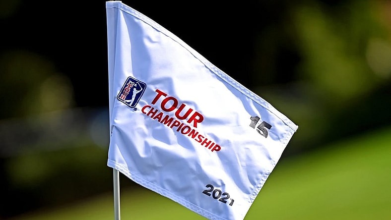 Sep 2, 2021; Atlanta, Georgia, USA; A view of the flag stick during the first round of the Tour Championship golf tournament. Mandatory Credit: Adam Hagy-USA TODAY Sports