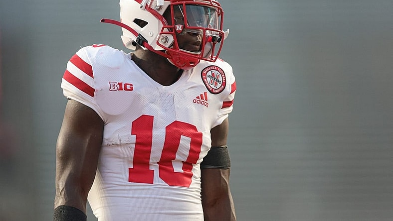 Oct 7, 2022; Piscataway, New Jersey, USA;  Nebraska Cornhuskers running back Anthony Grant (10) warms up before the game against the Rutgers Scarlet Knights at SHI Stadium. Mandatory Credit: Vincent Carchietta-USA TODAY Sports