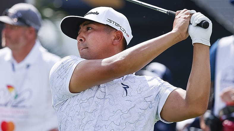 Mar 3, 2023; Orlando, Florida, USA; Kurt Kitayama hits his drive on the tenth hole during the second round of the Arnold Palmer Invitational golf tournament. Mandatory Credit: Reinhold Matay-USA TODAY Sports