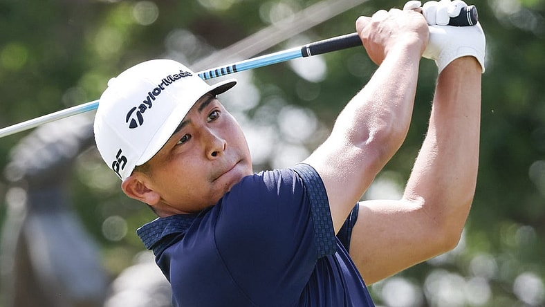 Mar 5, 2023; Orlando, Florida, USA; Kurt Kitayama hits his drive on the first hole during the final round of the Arnold Palmer Invitational golf tournament. Mandatory Credit: Reinhold Matay-USA TODAY Sports