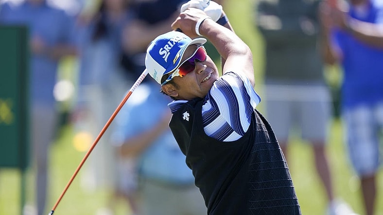 Mar 11, 2023; Ponte Vedra Beach, Florida, USA; Hideki Matsuyama plays from the 18th tee during the third round of THE PLAYERS Championship golf tournament. Mandatory Credit: David Yeazell-USA TODAY Sports