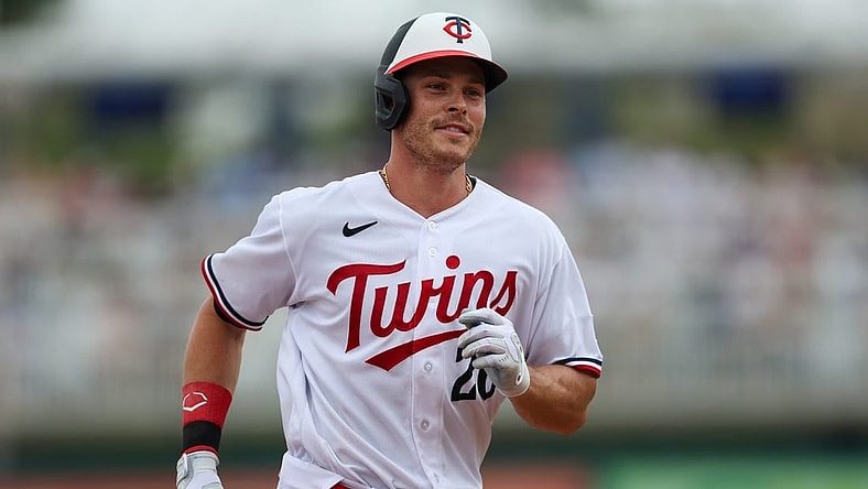 Mar 13, 2023; Fort Myers, Florida, USA;  Minnesota Twins right fielder Max Kepler (26) round the bases after hitting a home run against the New York Yankees in the fourth inning during spring training at Hammond Stadium. Mandatory Credit: Nathan Ray Seebeck-USA TODAY Sports