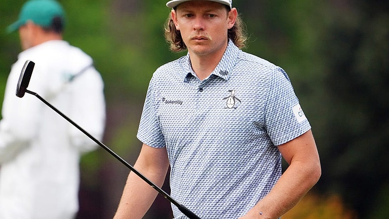 Apr 4, 2023; Augusta, Georgia, USA; Cameron Smith putts on the no. 3 green during a practice round for The Masters golf tournament at Augusta National Golf Club. Mandatory Credit: Danielle Parhizkaran-USA TODAY Network