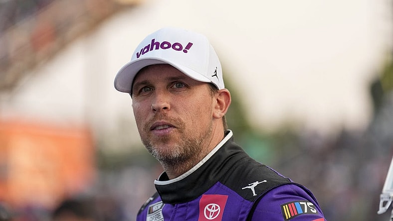 May 21, 2023; North Wilkesboro, North Carolina, USA; NASCAR Cup Series driver Denny Hamlin (11) during the All Star Race at North Wilkesboro Speedway. Mandatory Credit: Jim Dedmon-USA TODAY Sports