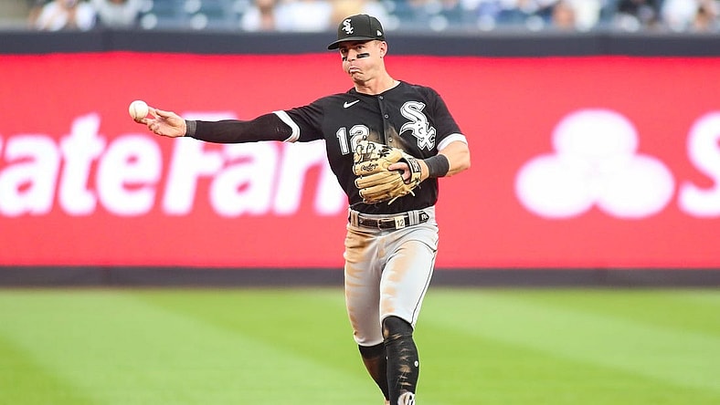 Jun 8, 2023; Bronx, New York, USA; Chicago White Sox second baseman Romy Gonzalez (12) at Yankee Stadium. Mandatory Credit: Wendell Cruz-USA TODAY Sports