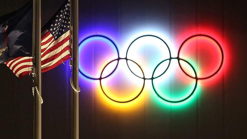 The Olympic Rings outside the Olympic Center on Main Street in Lake Placid Jan. 9, 2023. The FISU World University Games will begin this weekend in Lake Placid.
Fisu World University Games