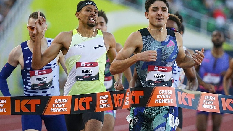 Bryce Hoppel wins the men s 800 meters on day four of the USA Outdoor Track and Field Championships at Hayward Field in Eugene Sunday, July 9, 2023.