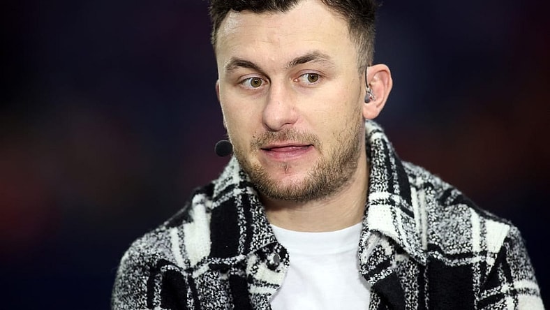 Dec 3, 2022; Atlanta, GA, USA; SEC Network announcer Johnny Manziel looks on prior to the SEC Championship game between the Georgia Bulldogs and the LSU Tigers at Mercedes-Benz Stadium. Mandatory Credit: Brett Davis-USA TODAY Sports