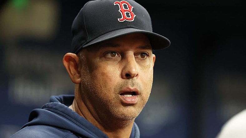 Sep 6, 2023; St. Petersburg, Florida, USA;  Boston Red Sox manager Alex Cora (13) looks on during the eighth inning against the Tampa Bay Rays at Tropicana Field. Mandatory Credit: Kim Klement Neitzel-USA TODAY Sports