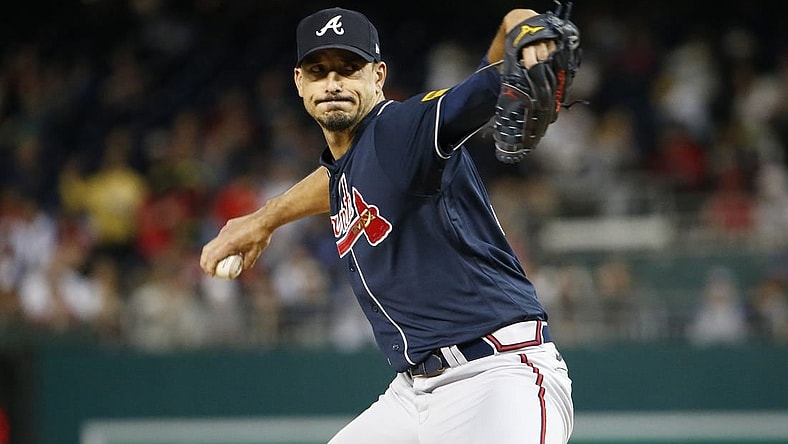Sep 22, 2023; Washington, District of Columbia, USA; Atlanta Braves starting pitcher Charlie Morton (50) throws the ball during the first inning against the Washington Nationals at Nationals Park. Mandatory Credit: Amber Searls-USA TODAY Sports