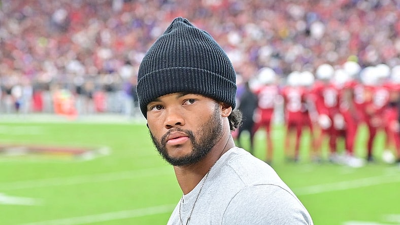 Oct 29, 2023; Glendale, Arizona, USA; Arizona Cardinals quarterback Kyler Murray (1) looks on in the first half against the Baltimore Ravens at State Farm Stadium. Mandatory Credit: Matt Kartozian-USA TODAY Sports