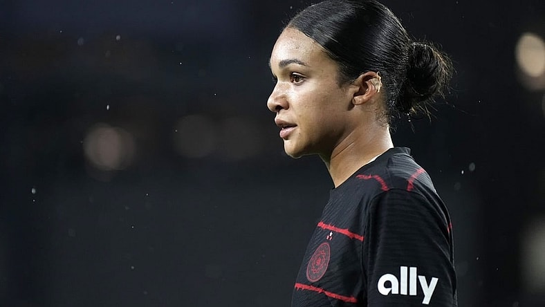 Nov 5, 2023; Portland, Oregon, USA; Portland Thorns FC forward Sophia Smith (9) looks on during the second half against New Jersey/New York Gotham FC at Providence Park. Mandatory Credit: Soobum Im-USA TODAY Sports