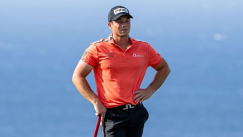 January 4, 2024; Maui, Hawaii, USA; Viktor Hovland on the 14th hole during the first round of The Sentry golf tournament at Kapalua Golf - The Plantation Course. Mandatory Credit: Kyle Terada-USA TODAY Sports