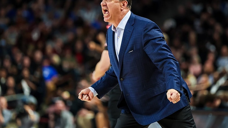 Jan 23, 2024; Columbia, South Carolina, USA; Kentucky Wildcats head coach John Calipari disputes a call against the South Carolina Gamecocks in the second half at Colonial Life Arena. Mandatory Credit: Jeff Blake-USA TODAY Sports