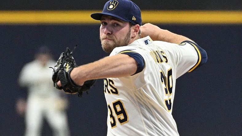 Sep 28, 2023; Milwaukee, Wisconsin, USA; Milwaukee Brewers starting pitcher Corbin Burnes (39) delivers a pitch against the St. Louis Cardinals in the first inning at American Family Field. Mandatory Credit: Michael McLoone-USA TODAY Sports