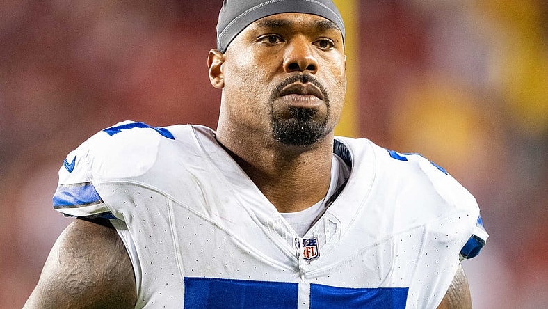October 8, 2023; Santa Clara, California, USA; Dallas Cowboys offensive tackle Tyron Smith (77) after the game against the San Francisco 49ers at Levi's Stadium. Mandatory Credit: Kyle Terada-USA TODAY Sports