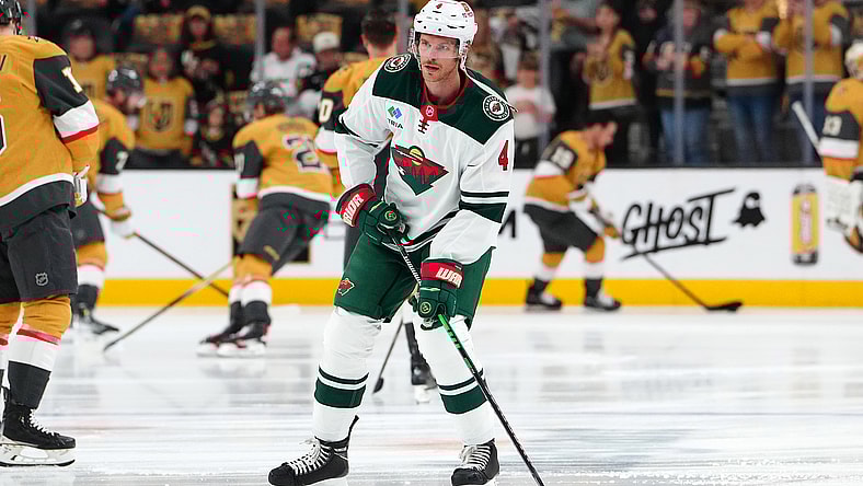 Jon Merrill, NHL: Stanley Cup Playoffs-Minnesota Wild at Vegas Golden Knights