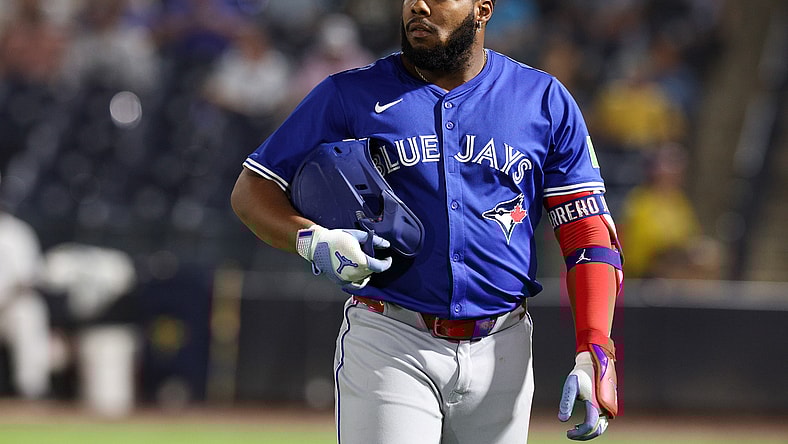 MLB: Toronto Blue Jays first baseman Vladimir Guerrero Jr. looks on