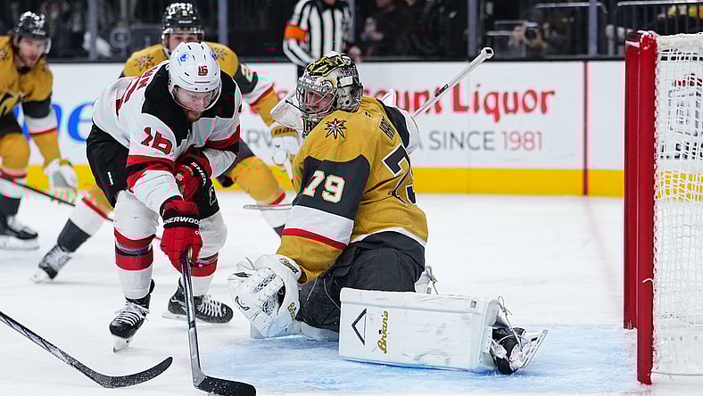 New Jersey Devils forward Connor Brown scores a second-period goal against the Vegas Golden Knights 12/17/2025 (Photo/Screenshot- New Jersey Devils via Twitter)