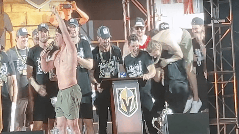 Vegas Golden Knights parade, William Karlsson carried off