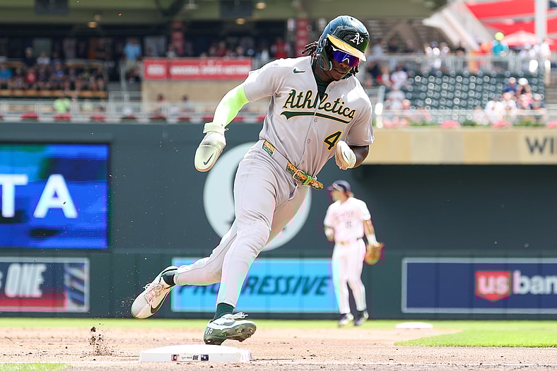 Athletics center fielder Lawrence Butler