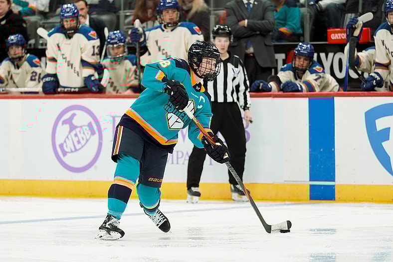 New York Sirens defender Micah Zandee-Hart winds up for a shot.