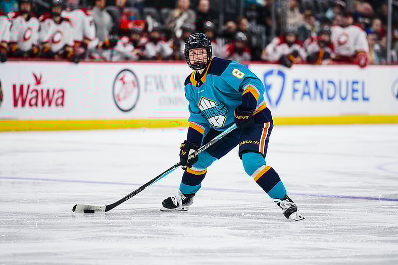 New York Sirens defender Maja Nylen Persson runs the point on the power play.