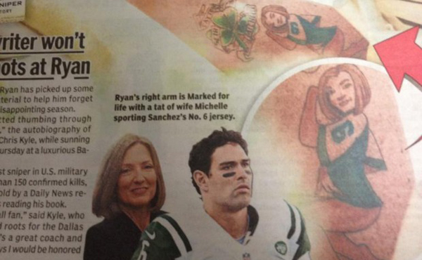 Rex Ryan gets tattoo of wife in Mark Sanchez NY Jets jersey changed to  Bills colors  New York Daily News