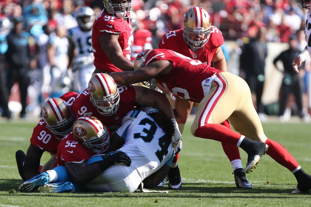 Kelley L. Cox, USA Today: Justin Smith and Patrick Willis mean more to the 49ers defense than Aldon Smith 
