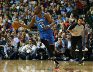Kevin Durant looks to win his first MVP award. Photo by Matthew Emmons, USA Today Sports Images