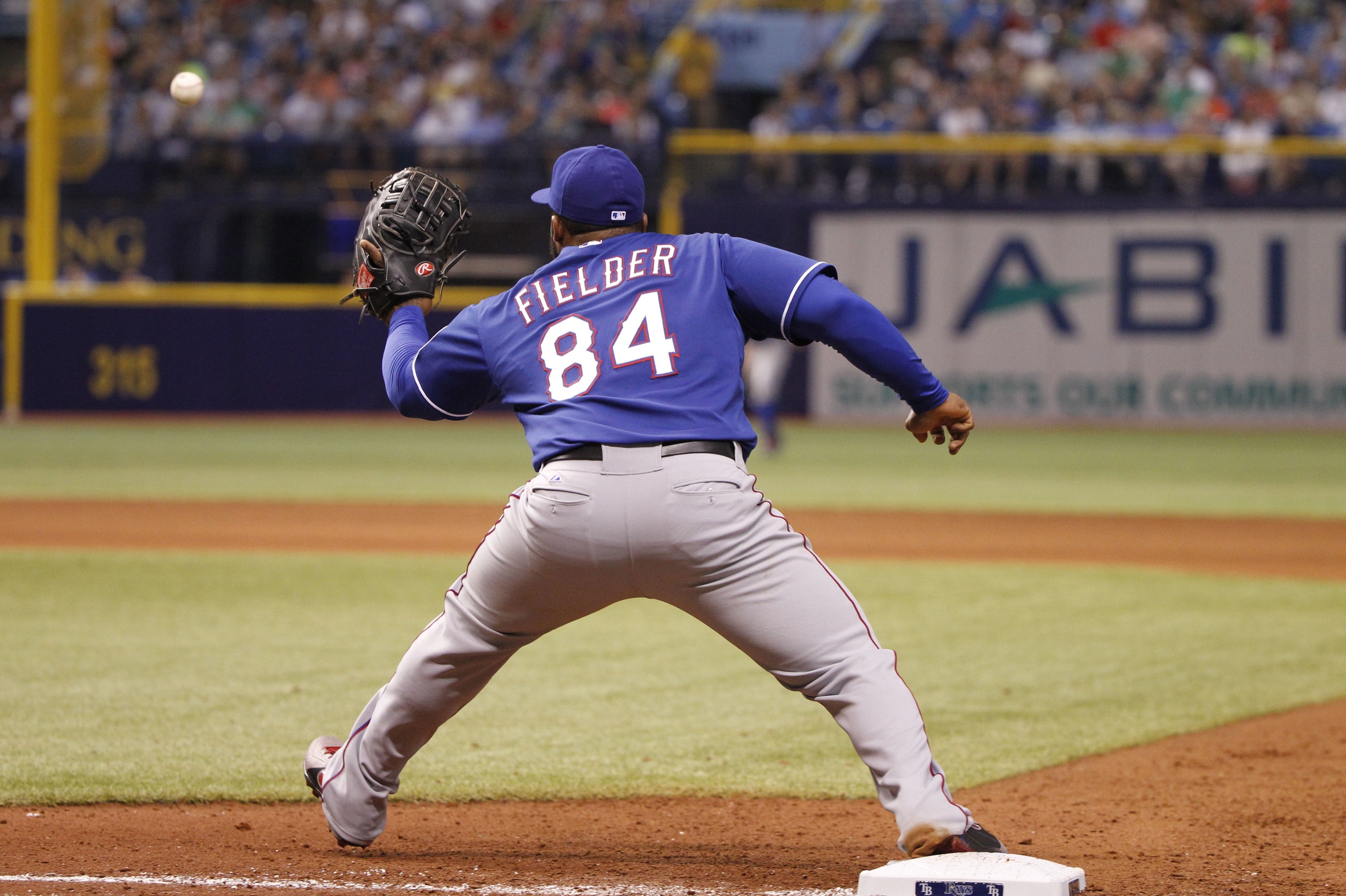 Prince Fielder fields the ball. Pun intended. Photo by Kim Klement, USA Today Sports Images.